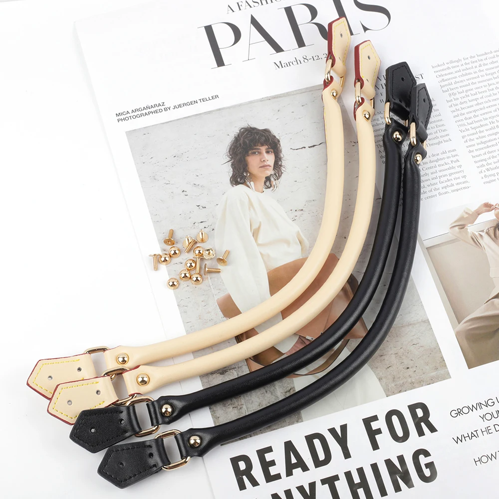2pcs Leather Purse Handles Replacement Tote Bag Strap for Women DIY Handbag Shoulder Straps Bag Belt Handmade Accessories 40cm