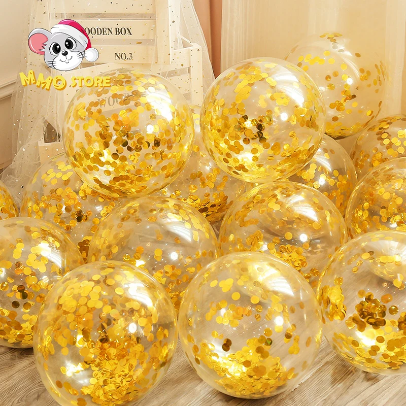 

12Pcs Party Decoration 12inch Balloon Transparent Rose Gold Confetti Latex Balloons Wedding Child Birthday Party Baby Shower