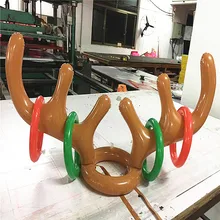 Надувные рога ПВХ chong qi mao в форме животного, надувное кольцо с головой оленя, Рождественская игра, надувная игрушка