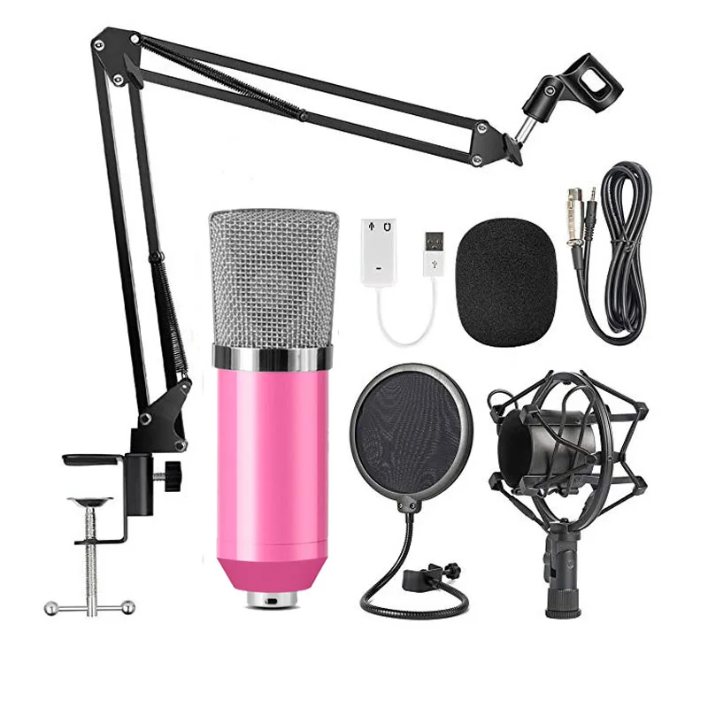 Pink Microfone BM 700 Студийный микрофон профессиональный микрофон BM700 конденсаторный звукозаписывающий микрофон для компьютера/телефона - Цвет: Pink