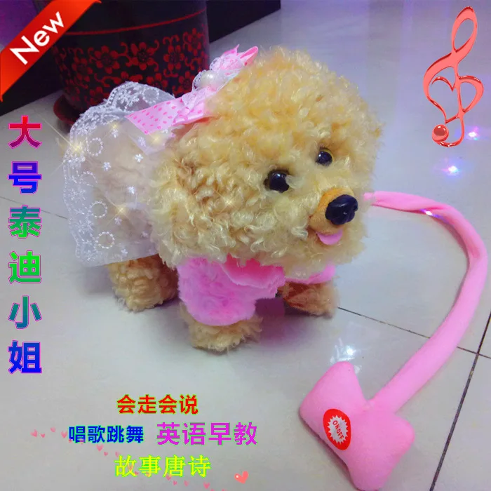 Children Leash Poodle Electric Toy Dog Will Go Will Call Talk Electronic Dog Plush Walk Singing tiao wu gou
