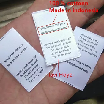 

1000pcs , 3 * 5 cm Custom soft satin ribbon tag print clothing care label made in Indonesia