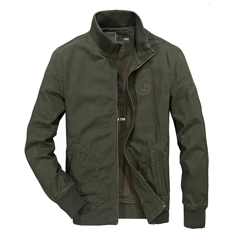 

2018 New Style Hot Models Middle-aged Men Pure Cotton Stand Collar Jacket Military Thin Coat Men's