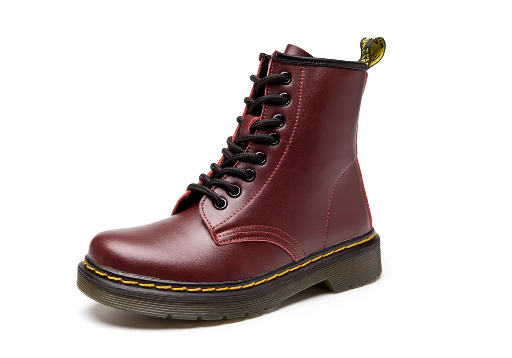 Женские ботинки; doc martins; ; винтажные классические ботинки martin в британском стиле; женские мотоциклетные ботинки на толстом каблуке; Bota Feminina Dr's Shoes - Цвет: Red Wine