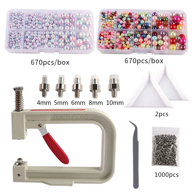 Imitation ABS Pearl Bead Nailing Hole Free Ball Claw Nail Set DIY Portable Handmade Press Manual Drilling Machine For Clothes 002