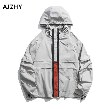 

2019 Hip Hop Color Block Patchwork Jacket Men Fashion Windbreaker Cargo Sport Japanese Streetwear Zip Up Track Autumn Coat Male