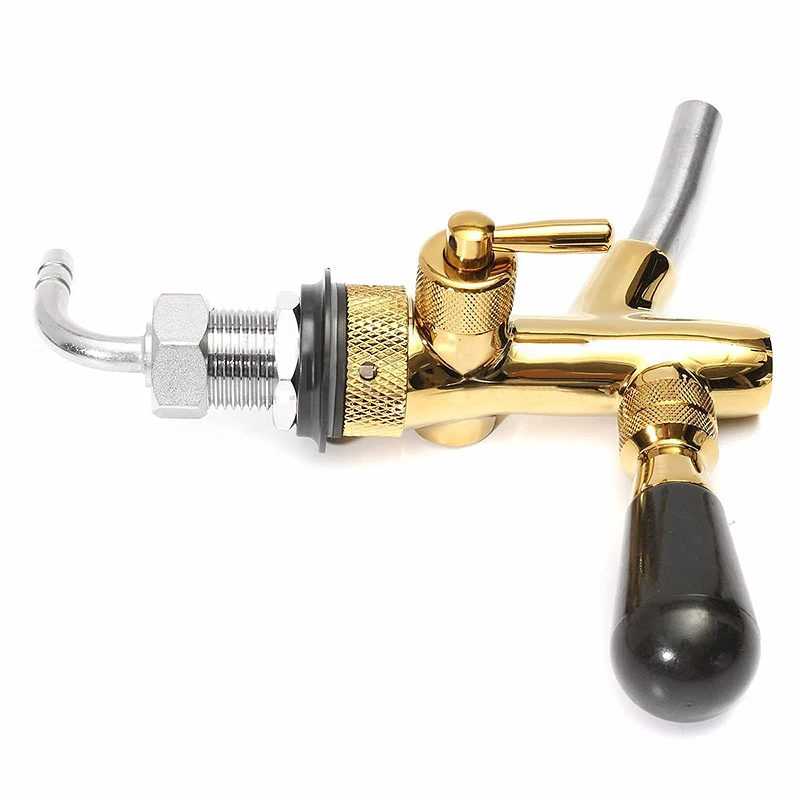 JX-LCLYL Adjustable Pub Bar Draft Beer Faucet G5/8 Shank Gold Plating for Kegerator Tap