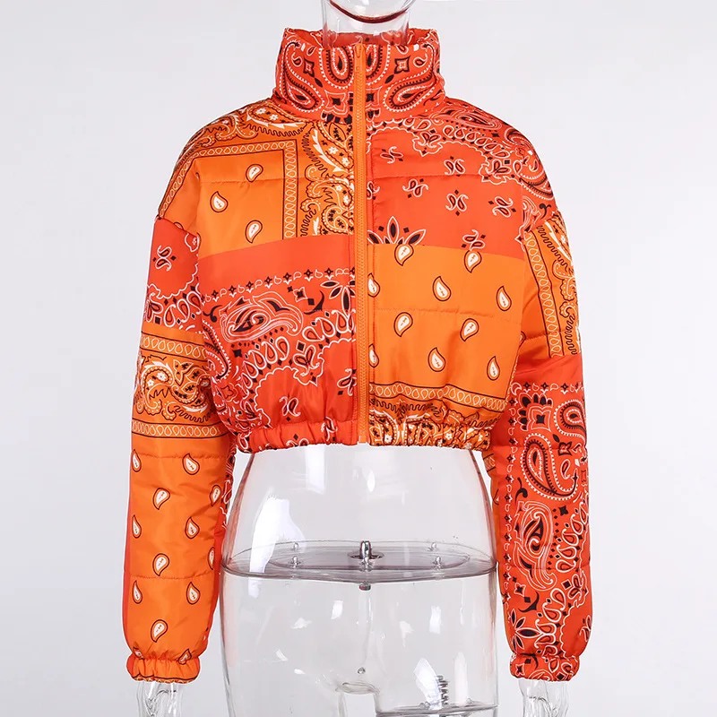 DEWADBOW Bandana Print Puffer Jacket 