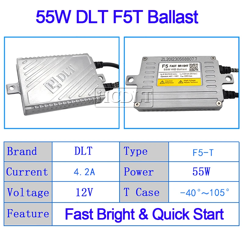 DLT 100% Original DLT F5 55W F5T HID Ballast Reactor Quick Start Fast Bright 12V Slim Ballast For 55W Kit Xenon HID Lamp Bulb (1)