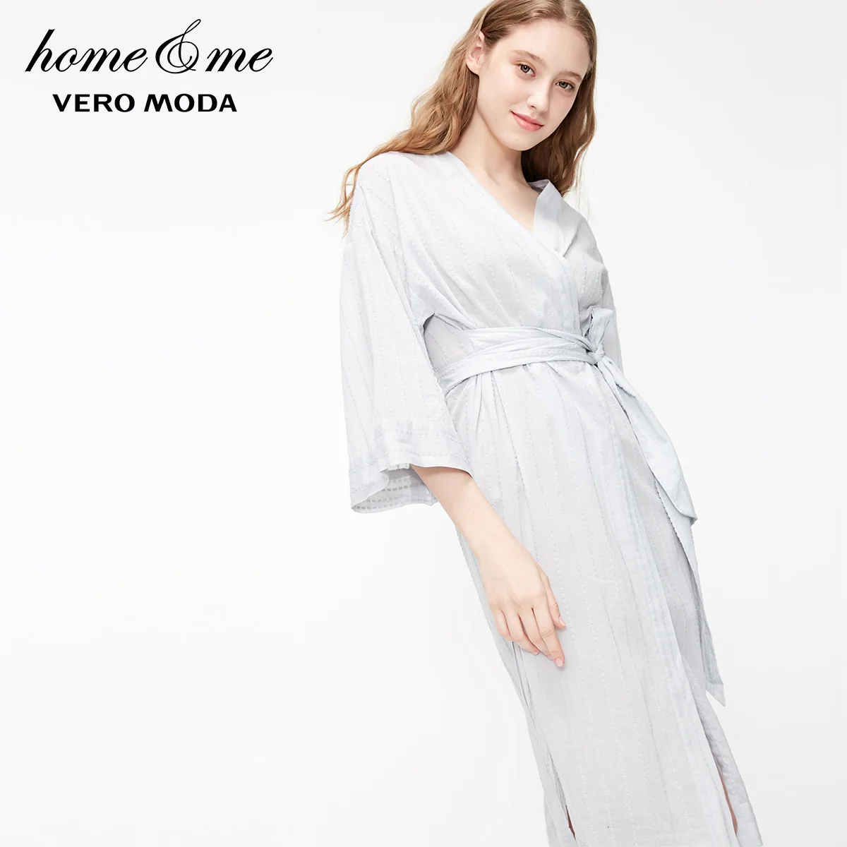 Vero Moda Женская одежда для дома с объемным узором и поясом на шнуровке | 3192R1503 - Цвет: Gray dawn