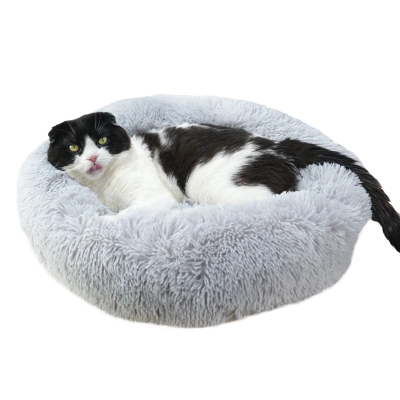 Теплая Флисовая кровать для собаки круглая подушка для шезлонга для маленьких средних и больших собак и кошек зимняя собачья Конура Рождественский коврик для щенка 7 размеров - Цвет: Gray