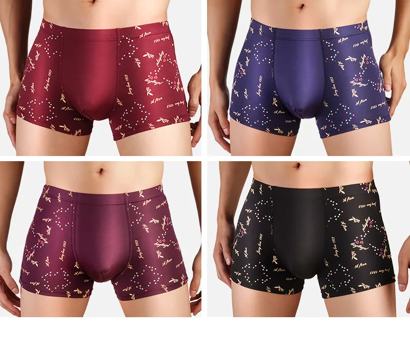 4 pcs/lot Brand Boxers Men's Sexy Underwear Modal Printed Funny Boxer Shorts Homme Cuecas Underpants Fashion Lion Boxe