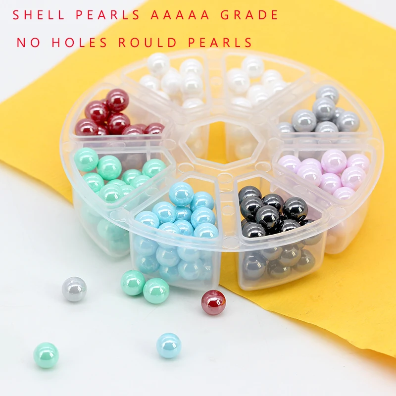 6/8/10mm Round shell color No Hole Acrylic Imitation pearl beads loose Decoration Jewelry Findings Making DIY Accessories | Украшения и