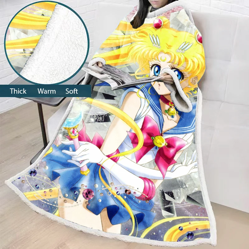 

cartoon Big Super Soft Throw Blanket Long Shaggy Throw with Sleeves TV Blanket Wrap Robe Cover for Lounge Chair Couch BS14