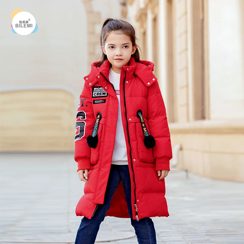 

Bilemi small girl heavy warm with fur outerwear kids puffa jacket
