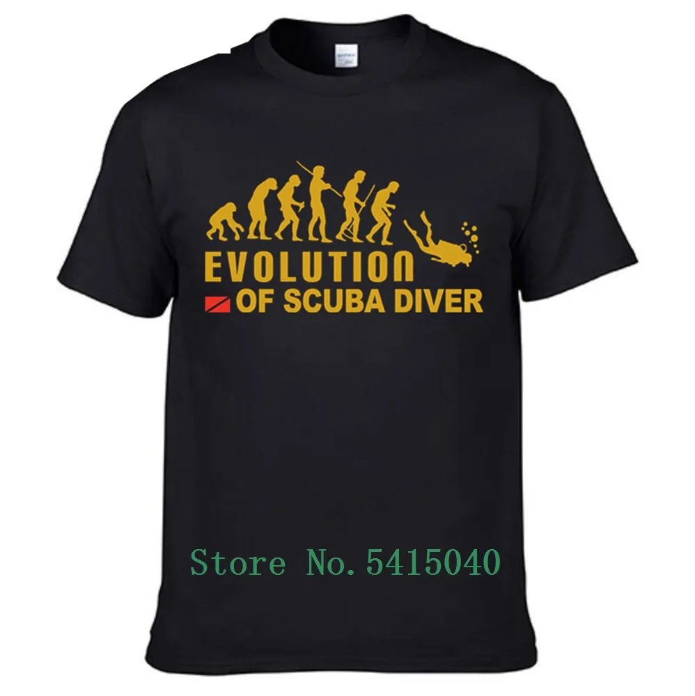 Evolution Of Scuba Diver Dive Down Flag Funny Black T-Shirt Men Tops Tees Summer T Shirt |