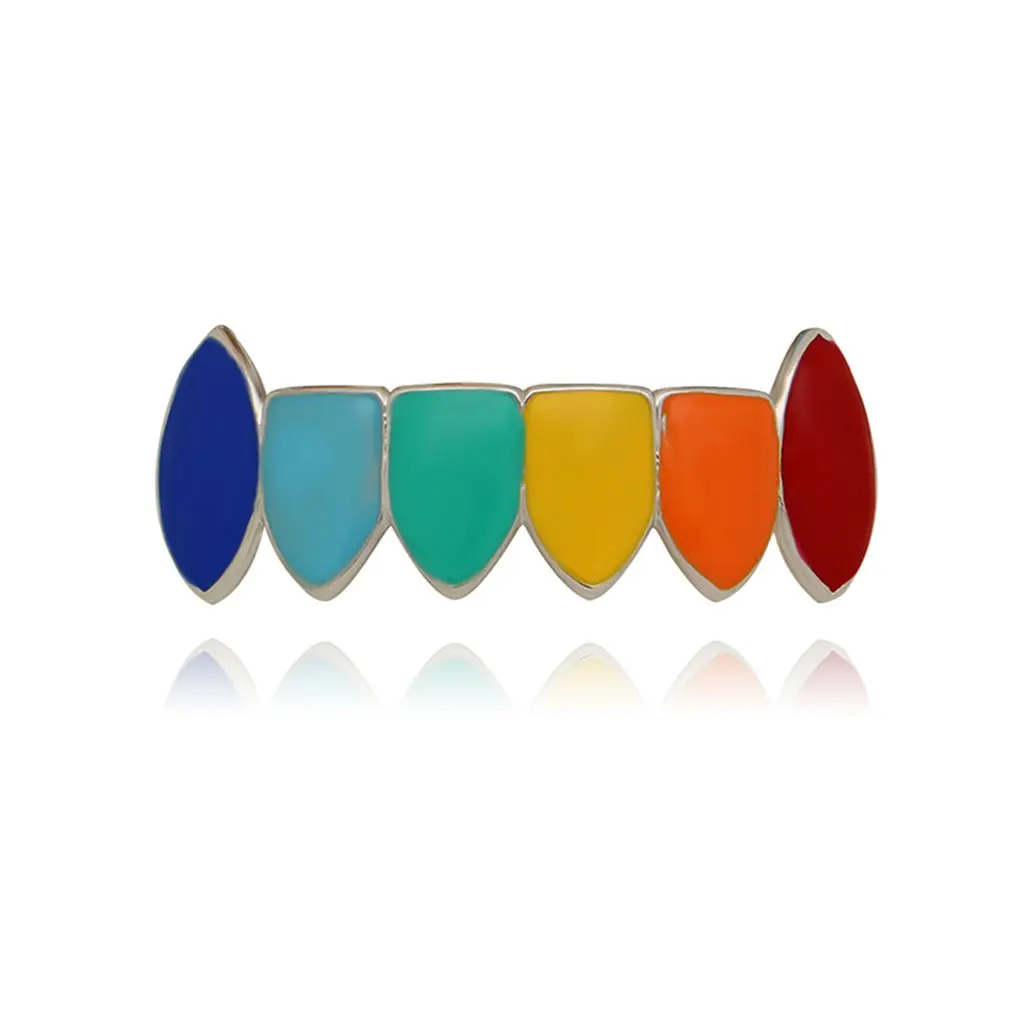 

Fashion Rainbow 7 Colors Hip Hop Teeth Jewelry Vampire Braces Halloween Decorative Braces Colorful Bright