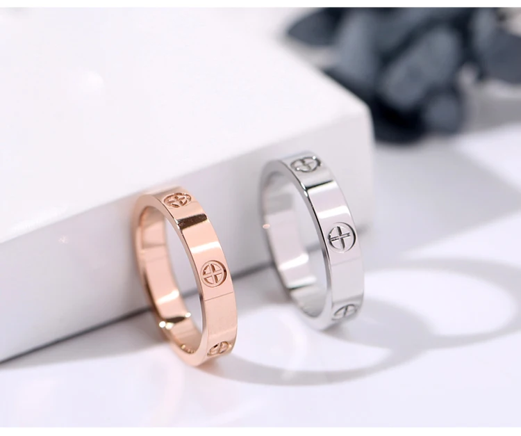 Классические кольца со штифтом из нержавеющей стали, розовое золото, серебро, цвет заполнены любовь Обручальное кольцо для мужчин Женское Обручальное украшение(GR228