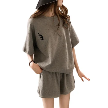 

Plus size Women Shorts T-shirt blouse Suit Summer New loose Casual Two-piece Sets Korean Women's Motion Sets Tide