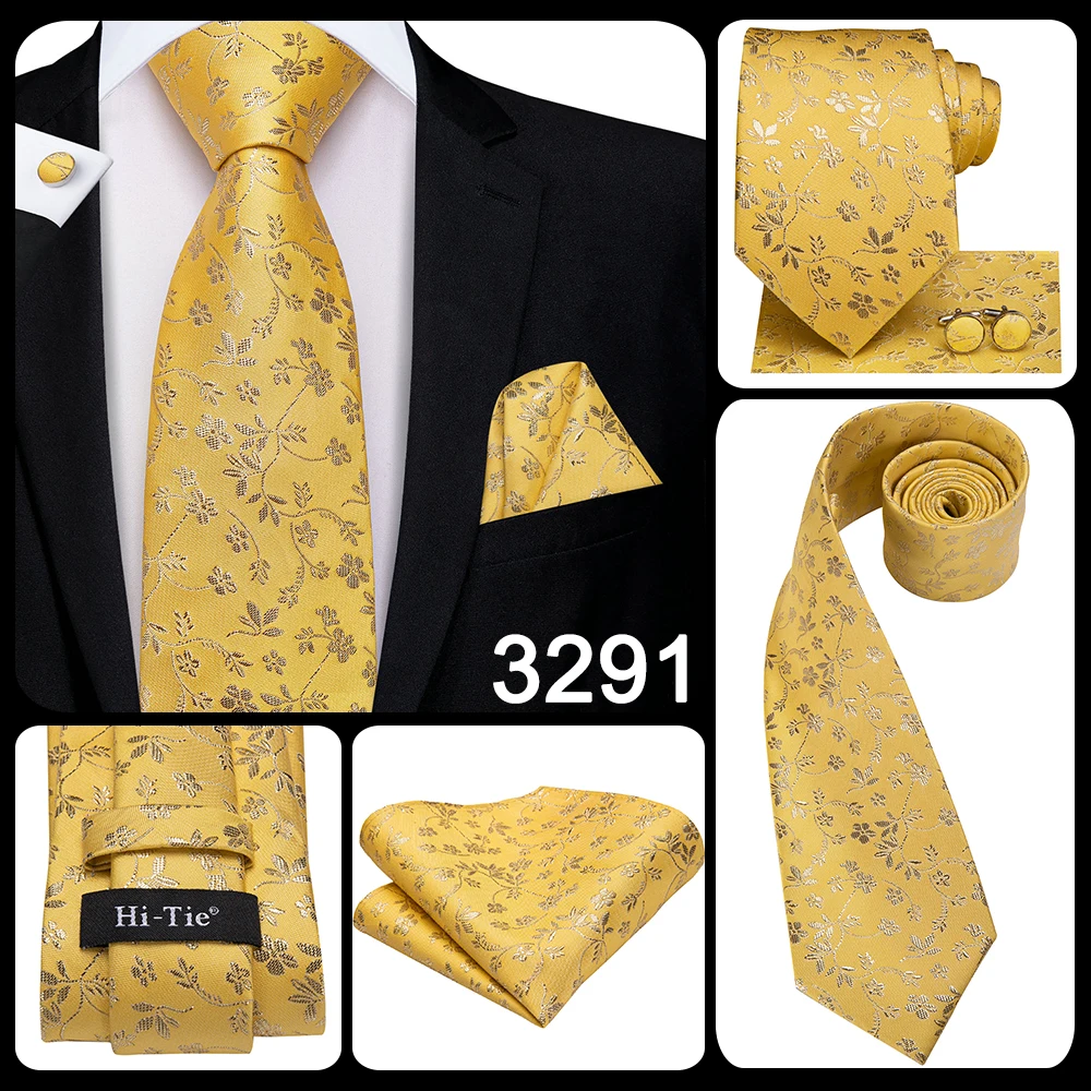 Hallo-Krawatte Luxus Gelb Gold Plaid Paisley Seide Hochzeit Krawatte Für Männer Mode Herren Krawatte Gravatas Geschenk Business party Dropshipping – Detail 17