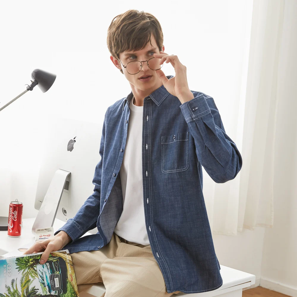 Goede Metersbonwe Merk Mannen Nieuwe Casual Shirts 2019 Lente Herfst Mannelijke Slanke Lange Mouwen Shirts Reguliere Katoen Mannelijke Tiener Tops