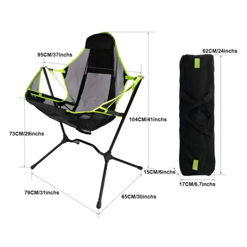 New Folding Chair Outdoor Portable Rocking Chair Park Swing Beach Chair Family Hammock 4