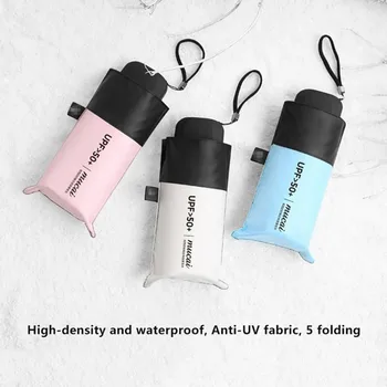 

Sunscreen Waterproof Umbrella Solid Color Concise Lightweight Rain Women Portable Anti-UV 5 Durable Folding Umbrella