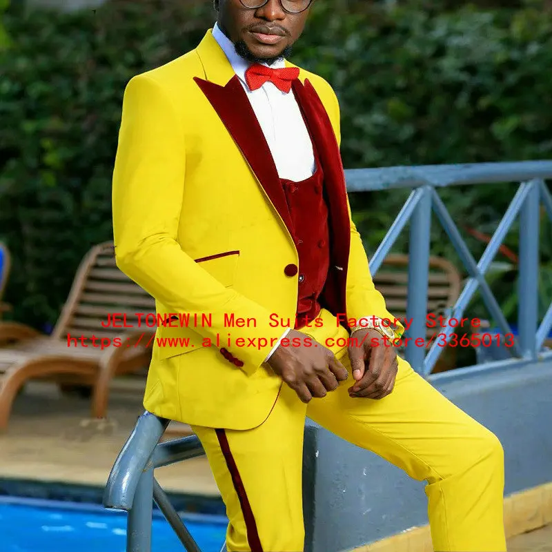 

JELTONEWIN, желтый цвет, рандомный бархатный вечерний блейзер с лацканами, под заказ, смокинг, облегающий блейзер для жениха, выпускного вечера
