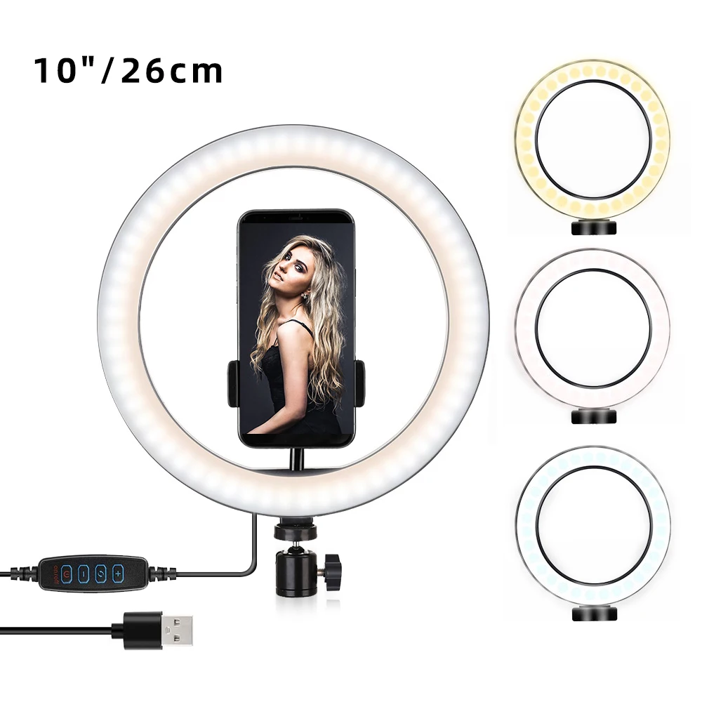 Приглушаемая LED лампа для записи видео кольцевой светильник селфи USB освещение