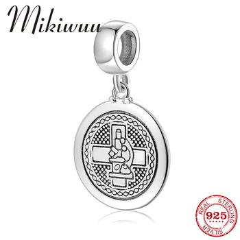 

Real 925 Sterling Silver Classic Electron Microscope Pattern Bead Charm Pendant Jewelry Making Fit Mikiwuu Bracelet DIY Gift