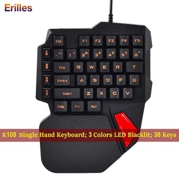 Single Handed Gaming Keyboard 38 Keys Gamer Mechanical Keyboard with Backlit One Hand Mini Keypad Wired For PC Laptop Pro PUBG gaming keyboard mini k109 one hand 38 keys operation mobile games external connection mechanical keyboard for computer laptops