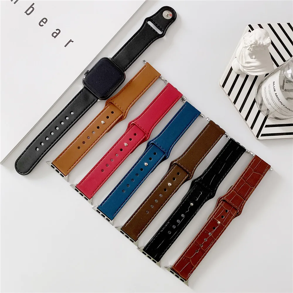 Ремешок из натуральной кожи для Apple Watch Series 4 3 2 1 44 мм|Ремешки часов| |