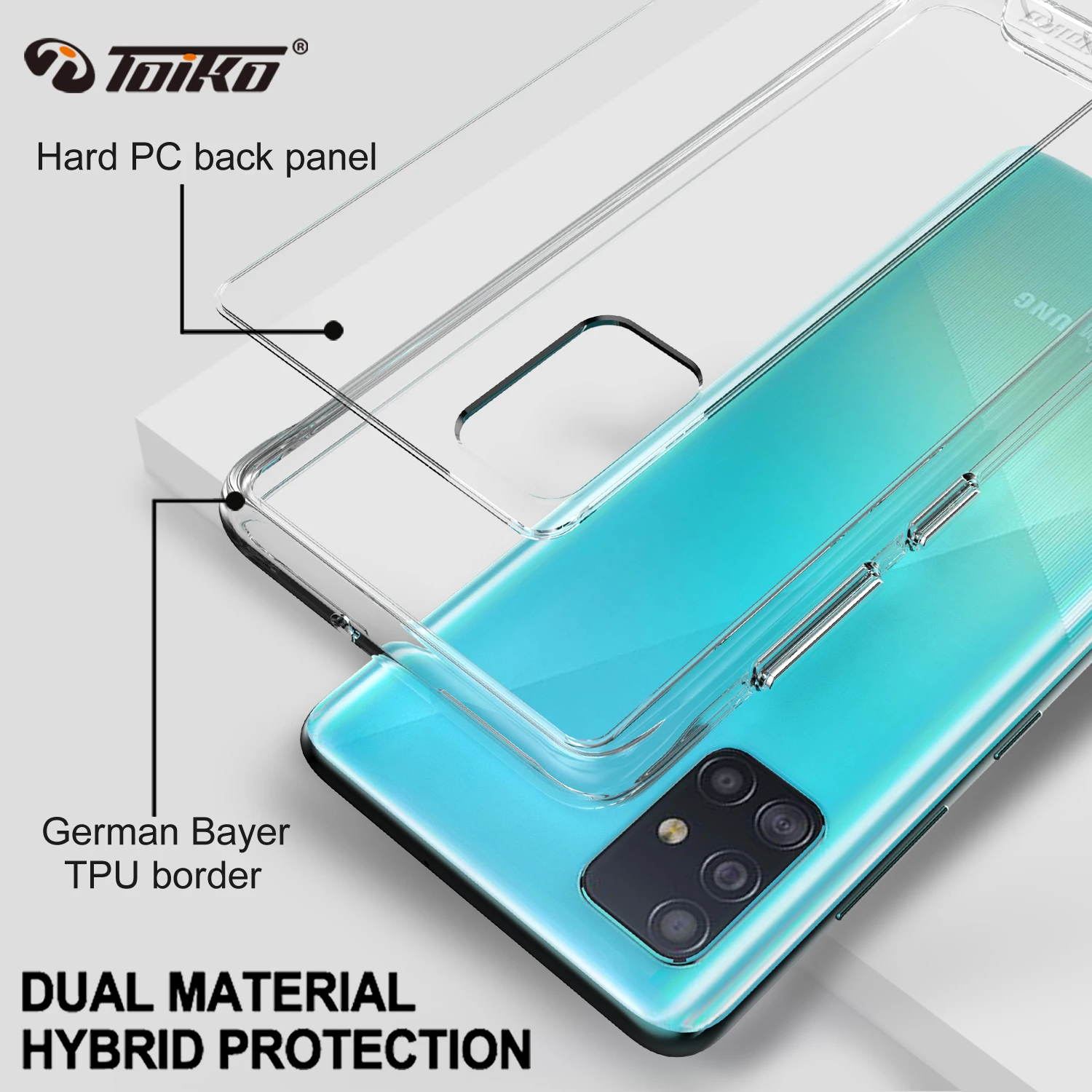 Прозрачный Гибридный чехол для телефона TOIKO Chiron из ТПУ и поликарбоната Samsung Galaxy A10