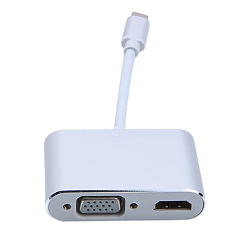 

USB C to HDMI VGA Adapter, 2 in 1 Type C to VGA HDMI 4K UHD Converter Hub