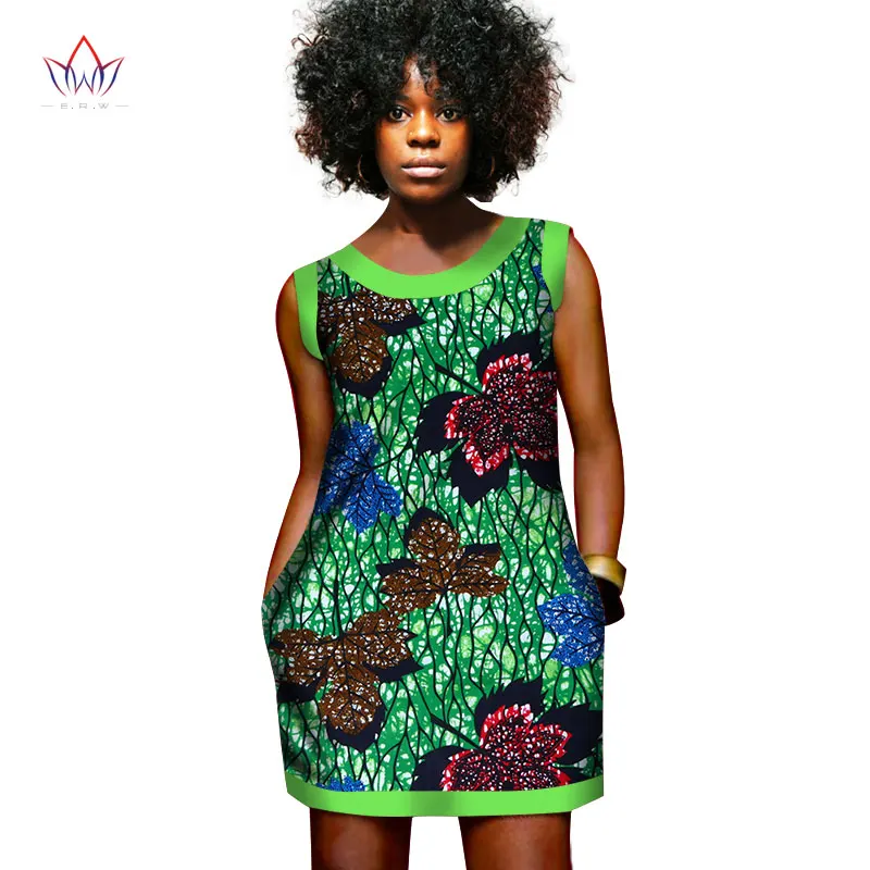 Летний Африканский Воск платья для женщин мини-платье жилет печатных Дашики Платья для женщин в африканском стиле Одежда с рисунком в африканском стиле Базен платье WY452