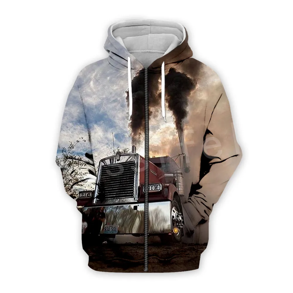 Tessffel грузовик водителя грузовика пуловер спортивный костюм Новая мода Crewneck MenWomen 3D печатных толстовки/молнии/куртки S-2