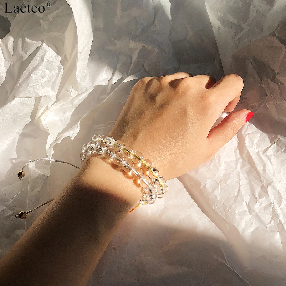 

Lacteo Simple Minimalist Colorful Rope Bracelet Bangle for Women Fashion Transparent Beading Chain Charm Bracelet Female Jewelry