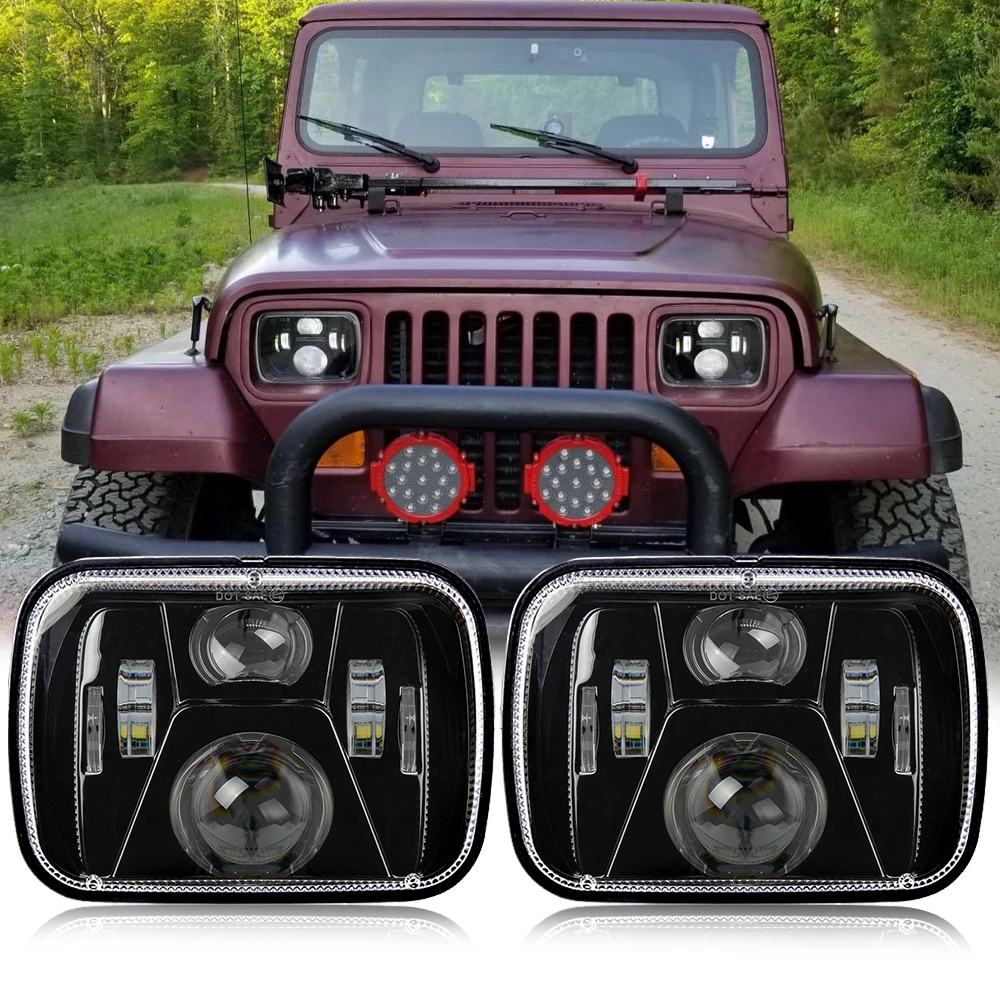 New 110W 5x7 Led Headlights 7x6 Led Sealed Headlamp with High Low Beam  H6054 6054 Led Headlight for Jeep Wrangler YJ|Car Light Assembly| -  AliExpress