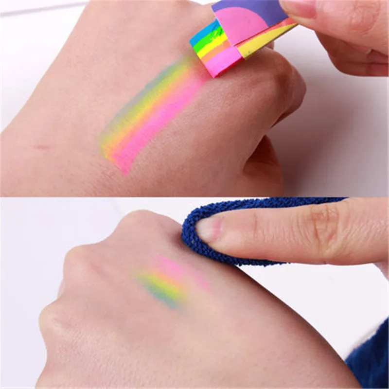 

Rainbow Face Body Paint Tattoo Rainbow Colored Painting Pen Tattoo Pigment Halloween Christmas Party Fancy Beauty Makeup Tools