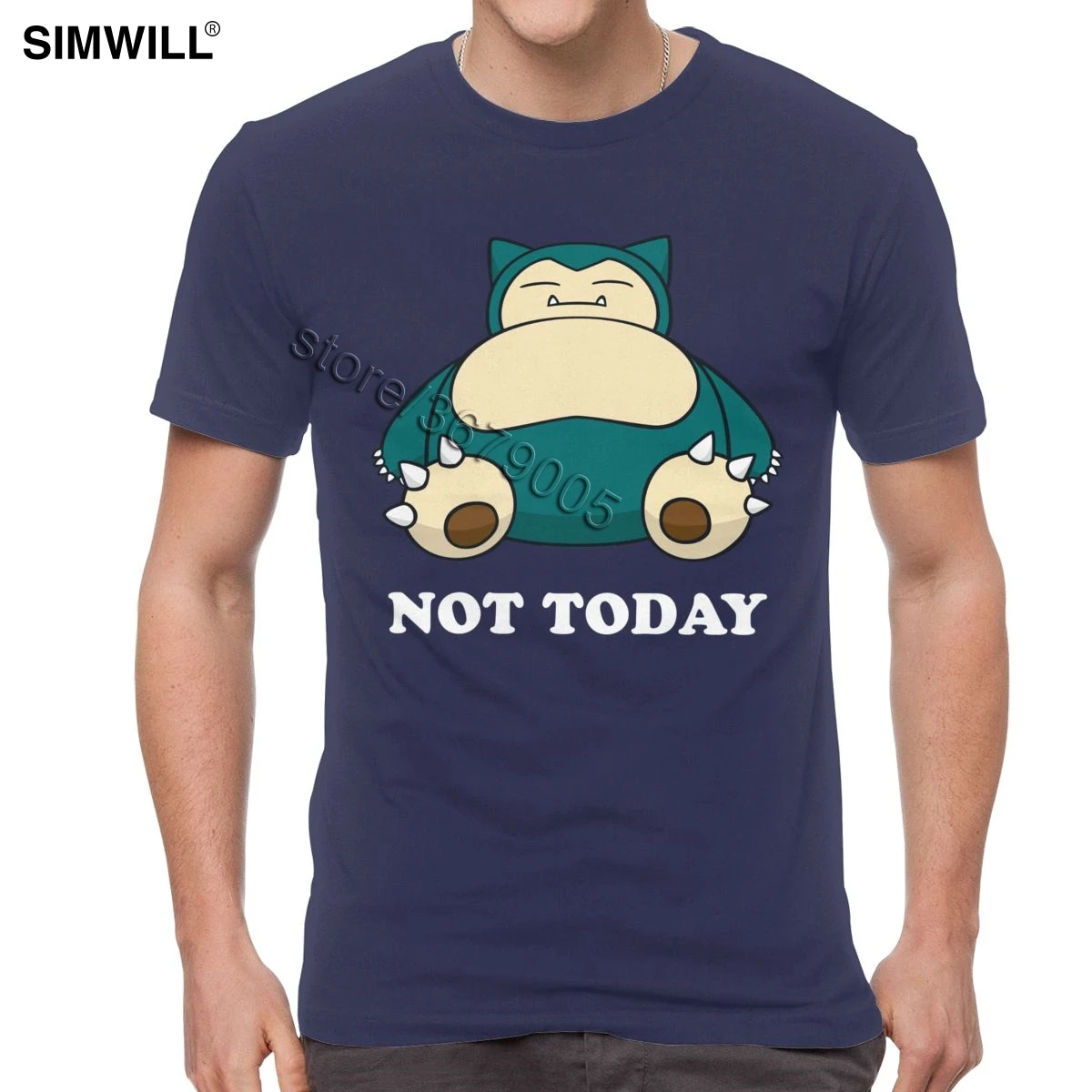 Модная футболка Snorlax Not Today, забавные летние футболки с покемонами, Мужская хлопковая футболка с коротким рукавом, уличная футболка с рисунком храпа - Цвет: Тёмно-синий