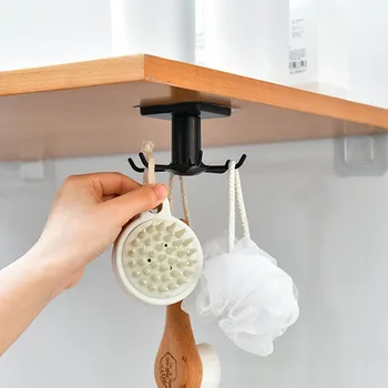 

Multi-functional Hooks Kitchens 360 Rotate Towel Hanger Retractable Storage Shelf for Household Kitchen Ornaments