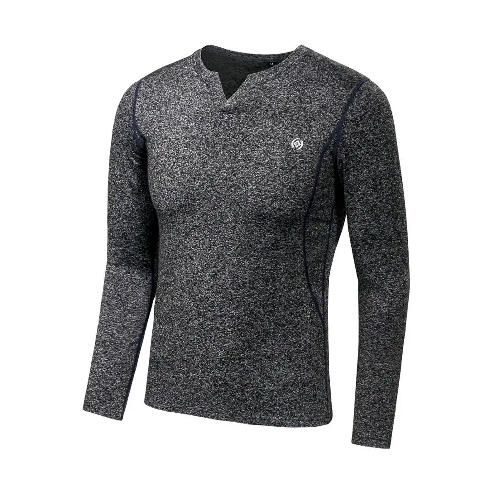 gray top Термобелье для катания на лыжах, для велоспорта, фитнеса, v-образный вырез, длинный рукав, для мужчин, Утолщенный флис, XINTOWN, мужские лыжные теплые топы, брюки, зима-осень - Цвет: gray top