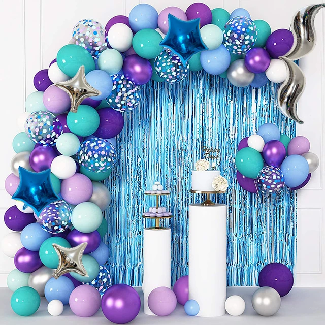 138Pcs palloncino sirena ghirlanda arco forniture per feste con palloncini  coriandoli verde viola per lettiera sirena decorazione festa di compleanno  - AliExpress