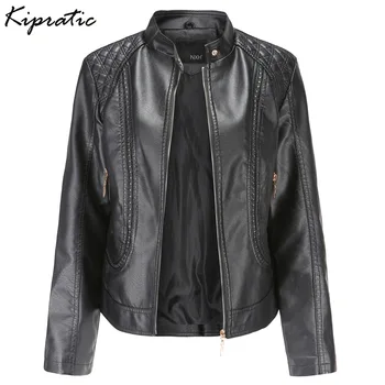 

4XL Plus Size Spring Autumn Women Faux Leather Jacket Slim Female PU Leather Jacket Lady Coat Basic Zipper Streetwear Outwear