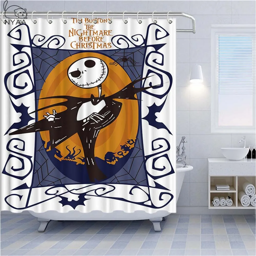 Jack Nightmare Before Christmas Shower Curtain Halloween Fabric Skull Bathroom Decor Shower Curtains Aliexpress