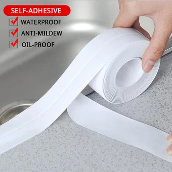 

DIY Self-adhesive PVC Tape Bathroom Shower Toilet Kitchen Waterproof Sealing Tape vinyl waterproof wallpaper border wall sticker