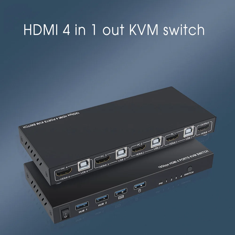 Kebidu-interfaz tipo C 4K HDMI, compatible con ratón de Cuatro en Uno y teclado, USB Sharer 2/4, Puerto KVM Switcher