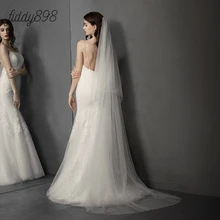 Элегантная свадебная фата невесты 3 метра 2 слоя Тюль Фата невесты с гребнем свадебные аксессуары вуаль для свадьбы