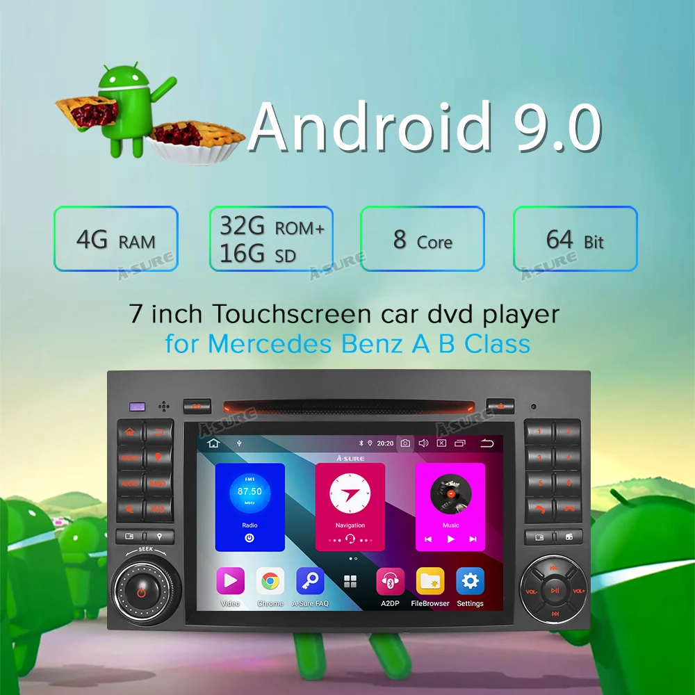 Perfect A-Sure 2 Din 8 Core 4G Android 9.0 Auto Radio GPS DVD Player Navigation For Mercedes-Benz A/B Sprinter Vito Viano VW Crafte 2
