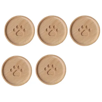 

Cute Cartoon Wooden Coaster Pad Milk Tae Coffee Cup Mat Round Soft Wooden Heat-Insulated Placemats Home Decoration(5 Pack)